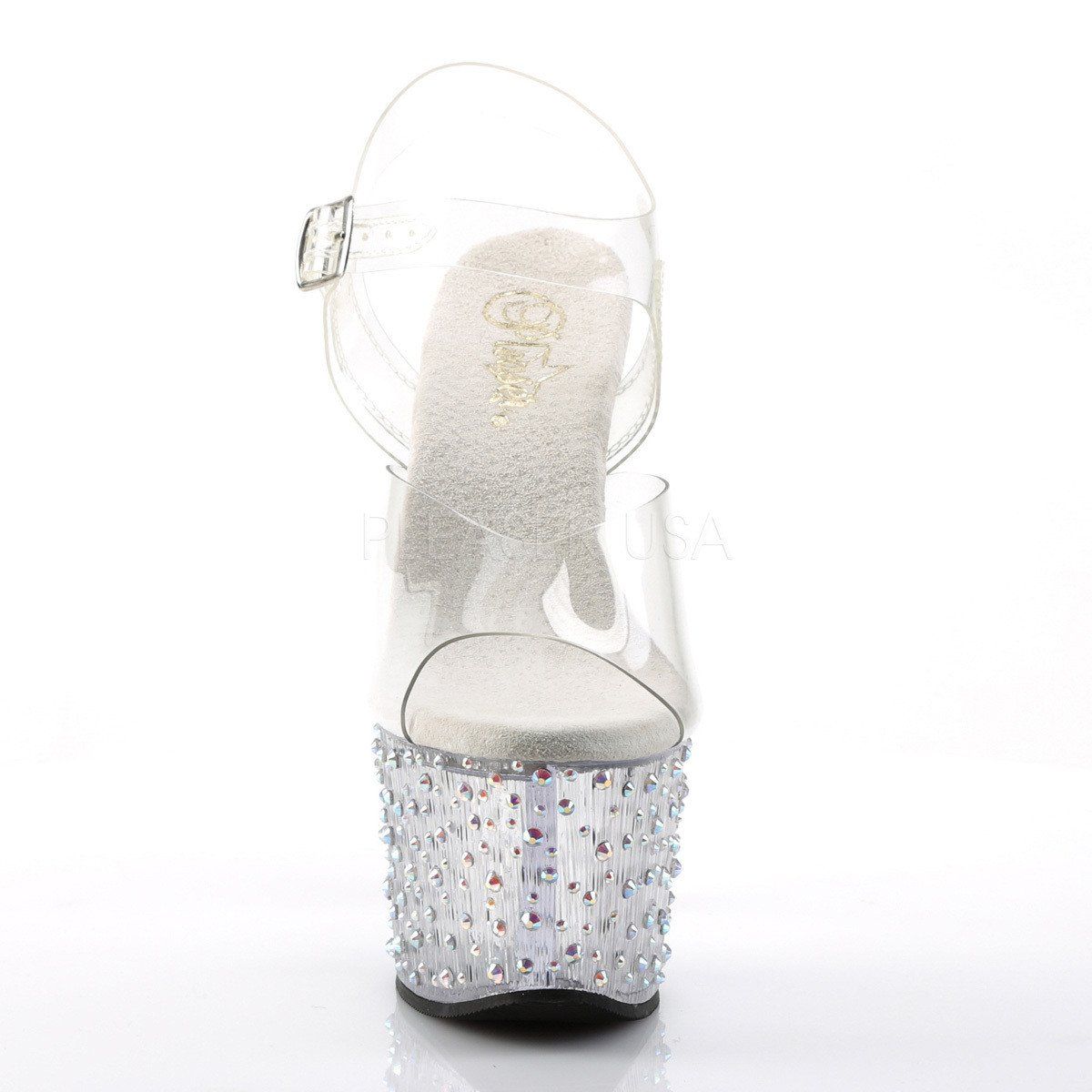 STARDANCE-708 Clear-Silver Multi Rhinestone Platform Sandal Pleaser