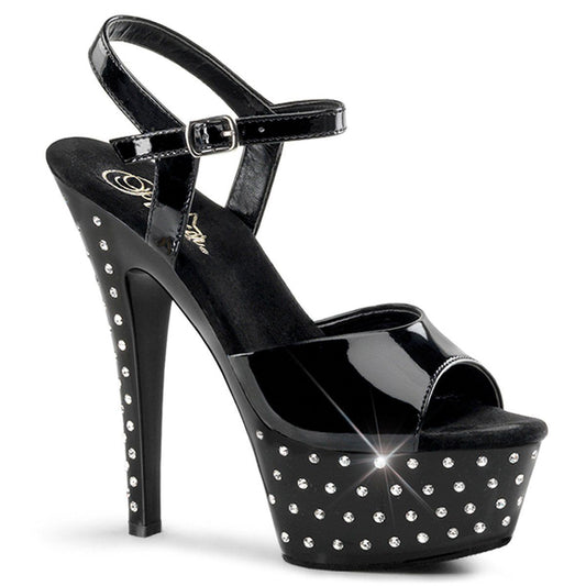 STARDUST-609 Black Patent Platform Sandal Pleaser