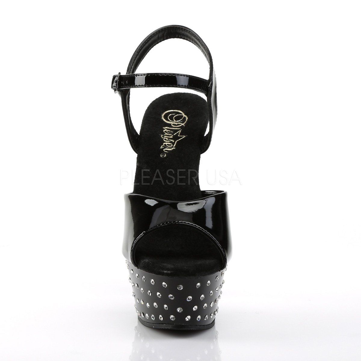 STARDUST-609 Black Patent Platform Sandal Pleaser