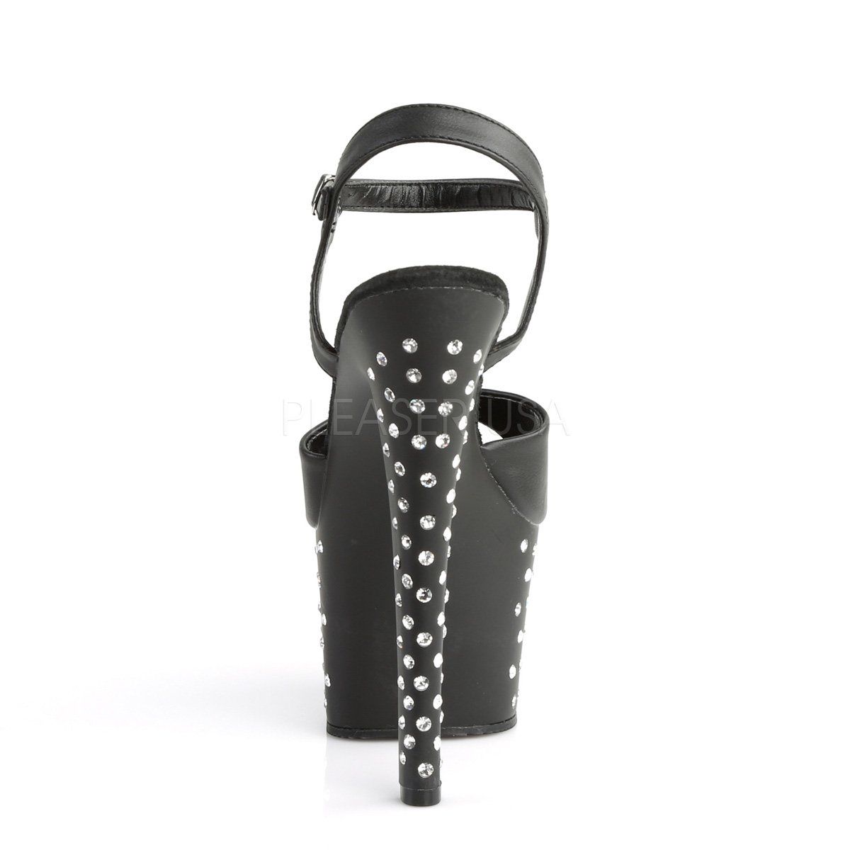 STARDUST-709 Black Faux Leather Platform Sandal Pleaser