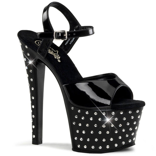 STARDUST-709 Black Patent Platform Sandal Pleaser