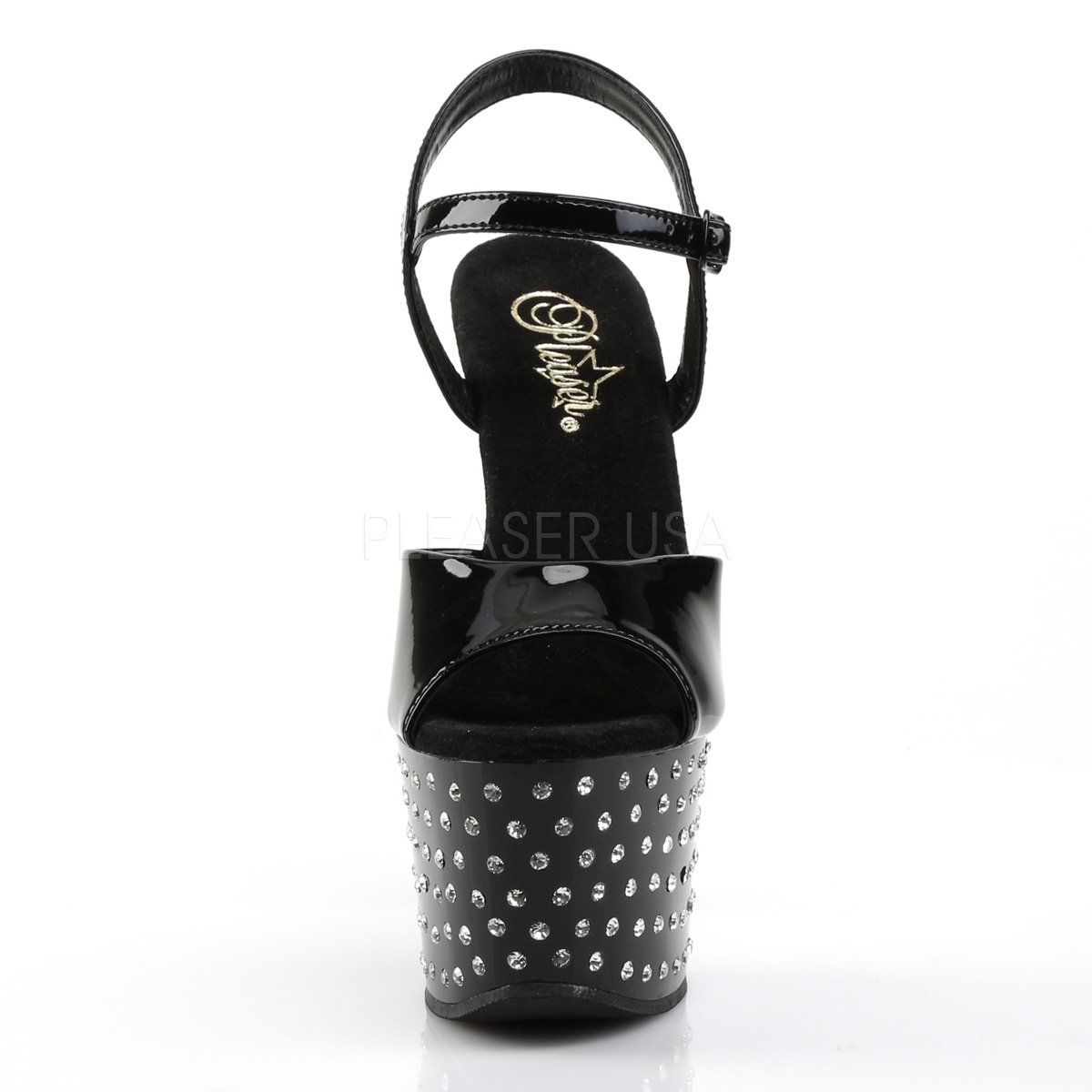 STARDUST-709 Black Patent Platform Sandal Pleaser