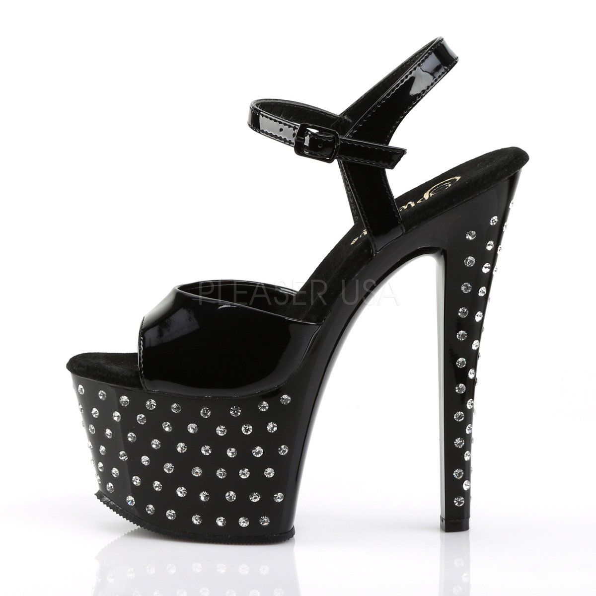 STARDUST-709 Black Patent Platform Sandal Pleaser