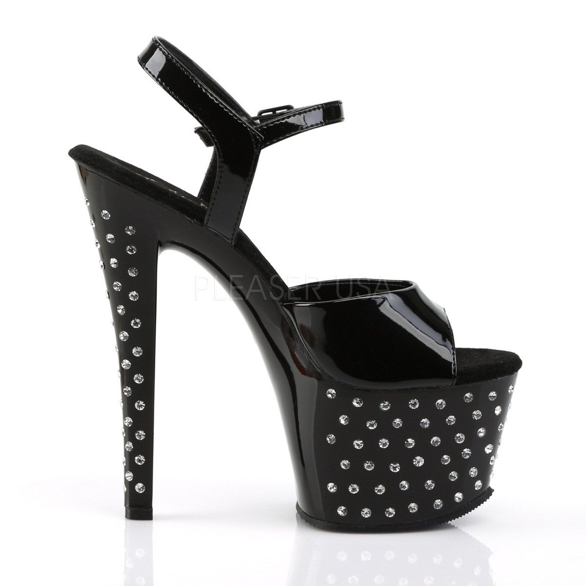 STARDUST-709 Black Patent Platform Sandal Pleaser