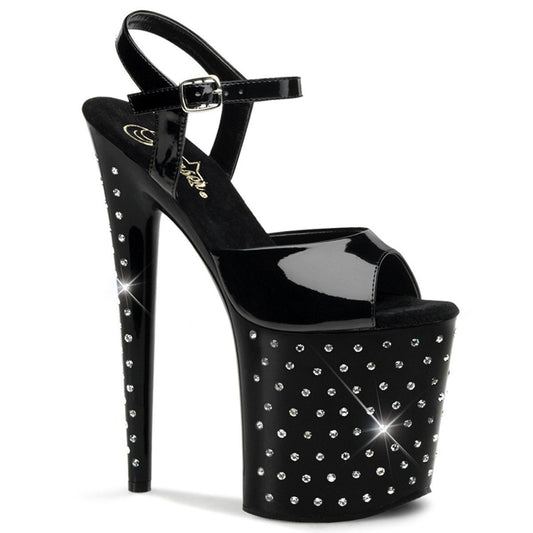STARDUST-809 Black Patent Platform Sandal Pleaser