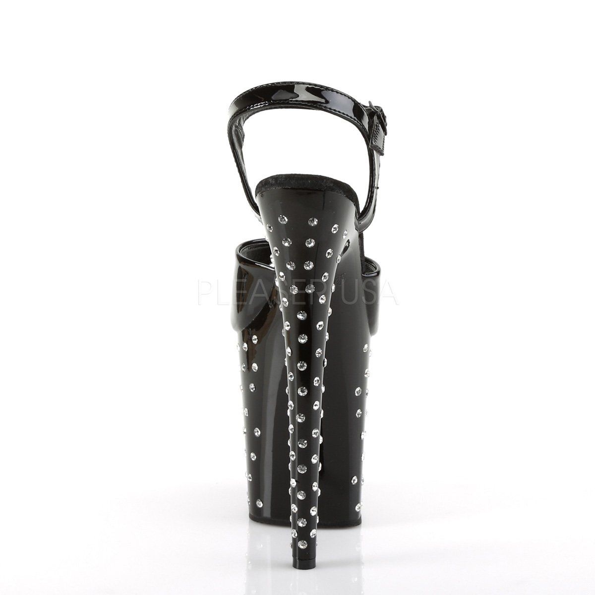 STARDUST-809 Black Patent Platform Sandal Pleaser