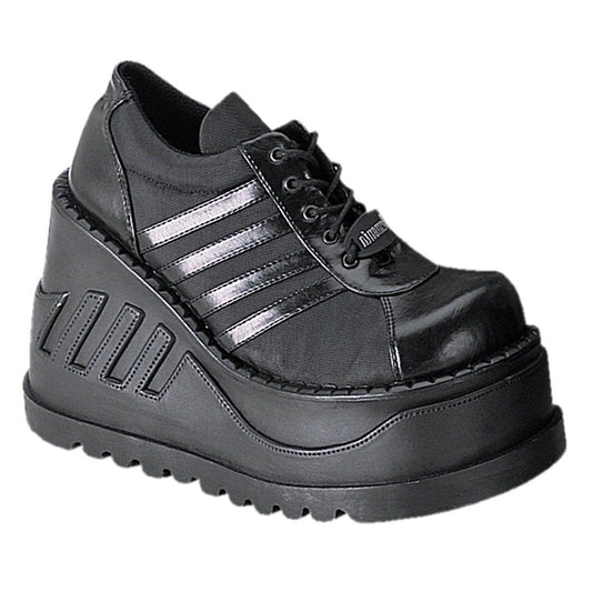 STOMP-08 Black Vegan Leather Shoe Demonia