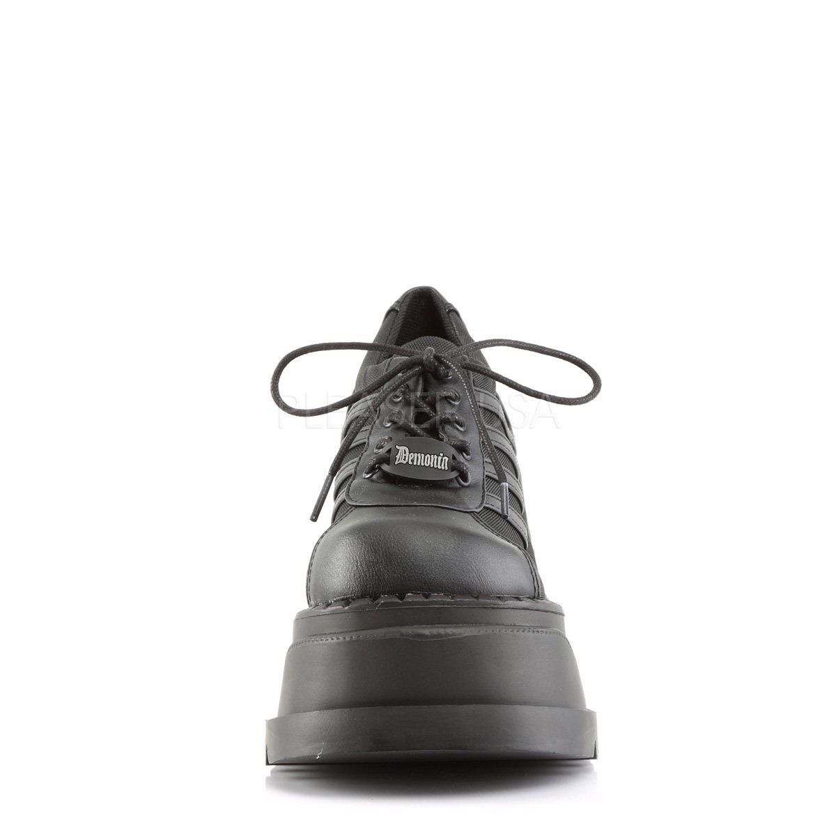 STOMP-08 Black Vegan Leather Shoe Demonia