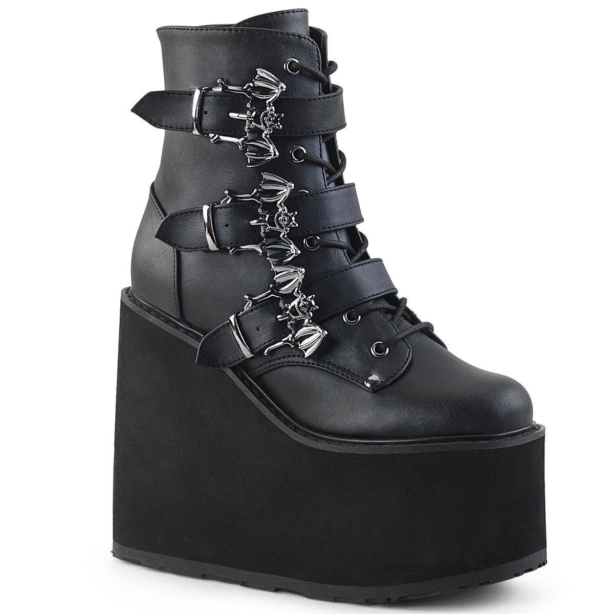 SWING-103 Black Vegan Leather Ankle Boot Demonia