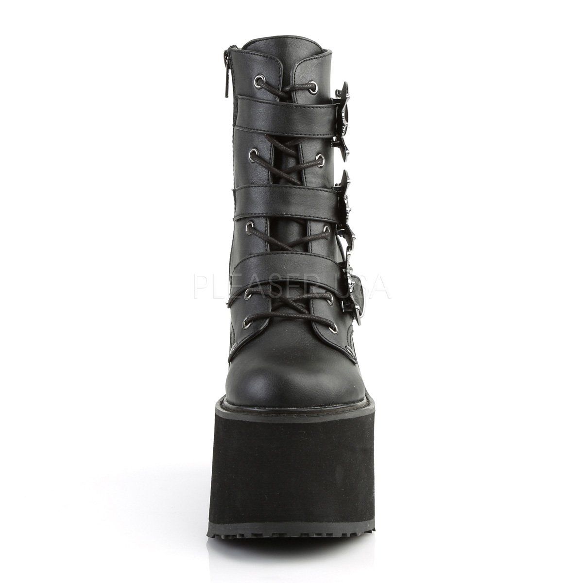 SWING-103 Black Vegan Leather Ankle Boot Demonia