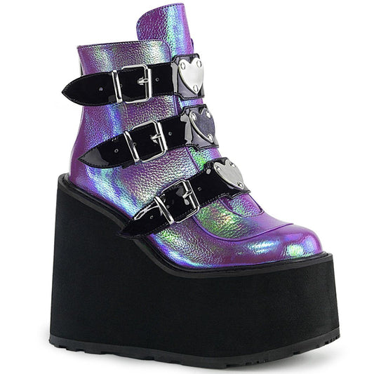 SWING-105 Purple Iridescent Vegan Leather Ankle Boot Demonia