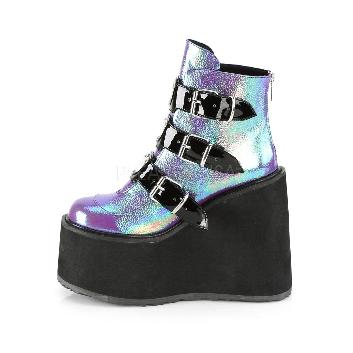 SWING-105 Purple Iridescent Vegan Leather Ankle Boot Demonia
