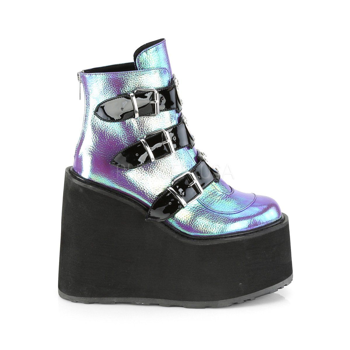 SWING-105 Purple Iridescent Vegan Leather Ankle Boot Demonia