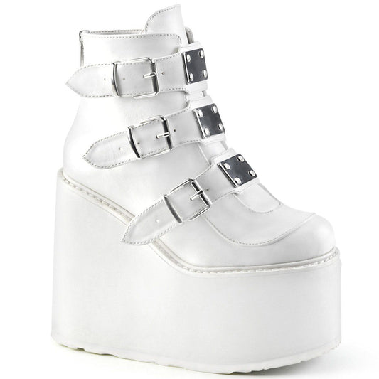 SWING-105 White Vegan Leather Ankle Boot Demonia