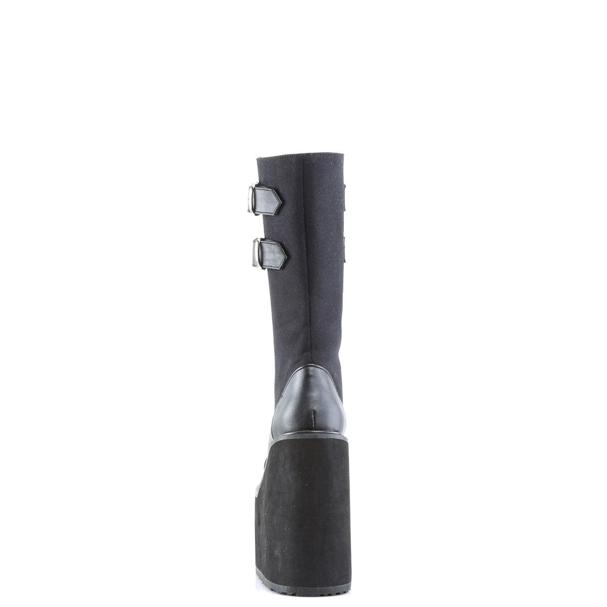 SWING-221 Black Canvas-Vegan Leather Knee Boot Demonia