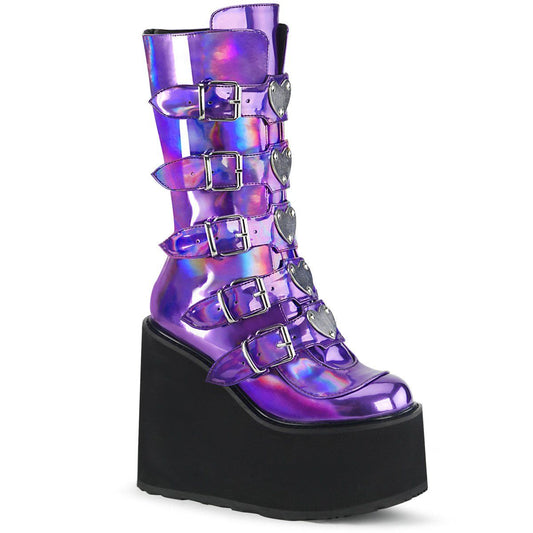 SWING-230 Purple Holo Mid-Calf Boot Demonia