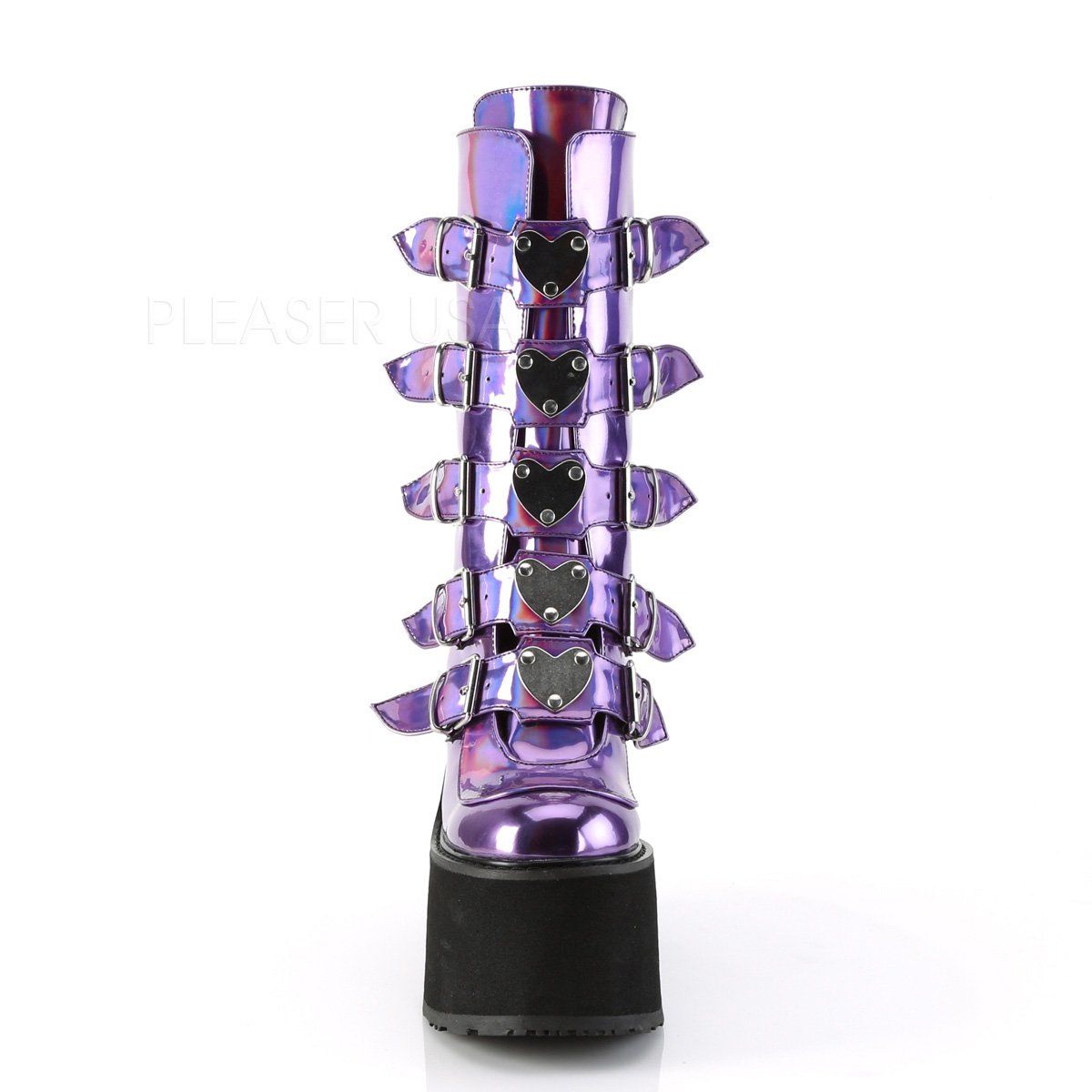 SWING-230 Purple Holo Mid-Calf Boot Demonia