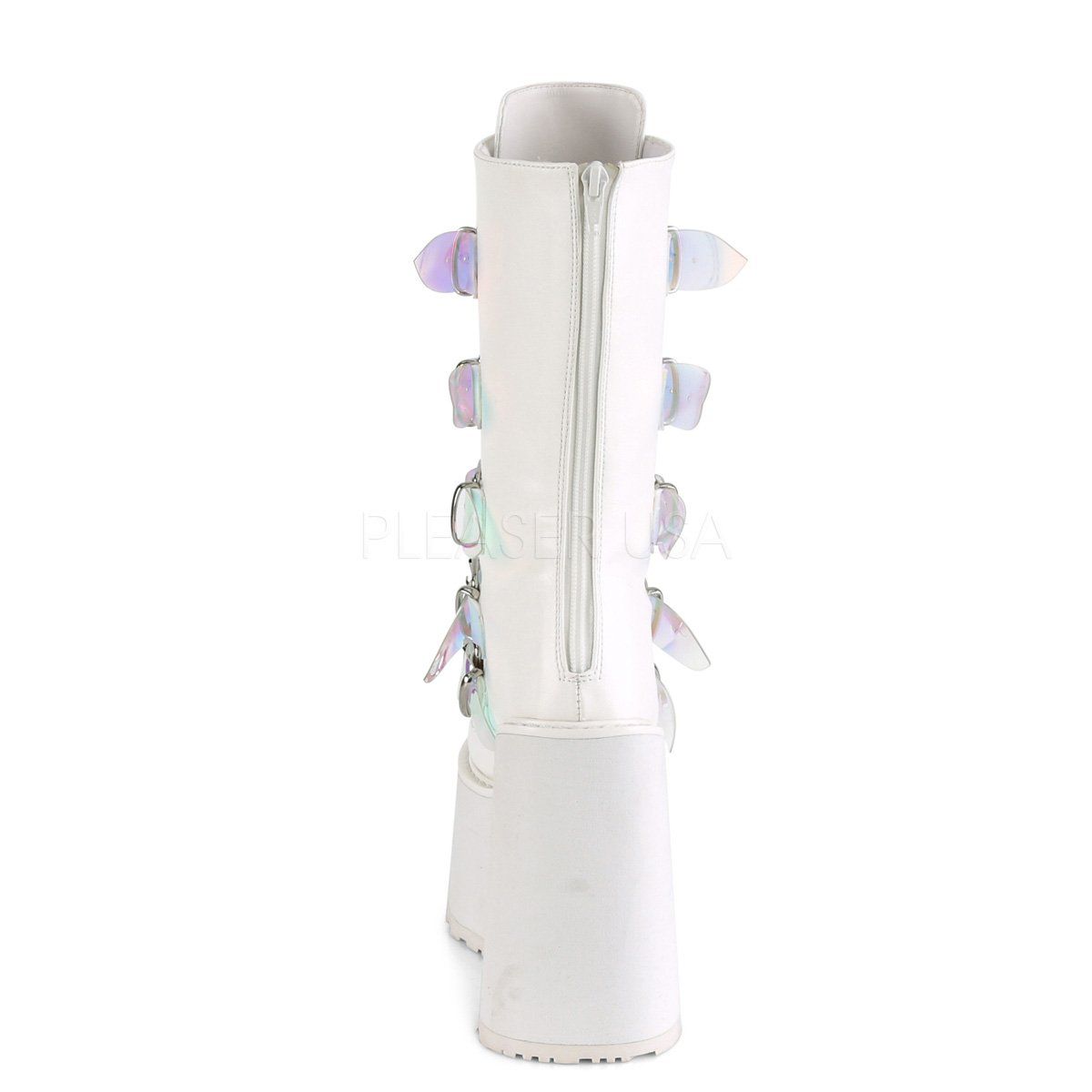 SWING-230 White Vegan Leather Mid-Calf Boot Demonia