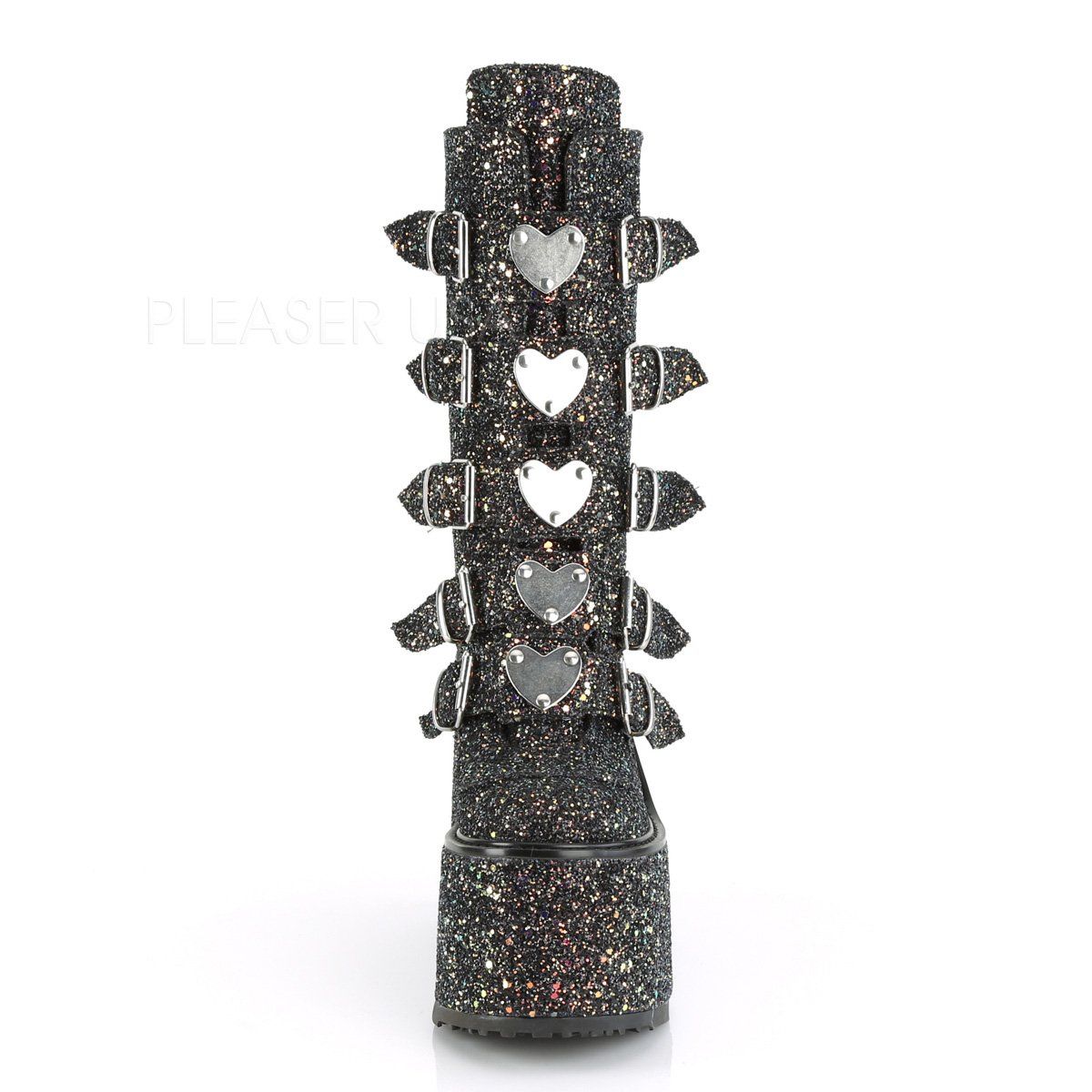 SWING-230G Black Multi Glitter Mid-Calf Boot Demonia