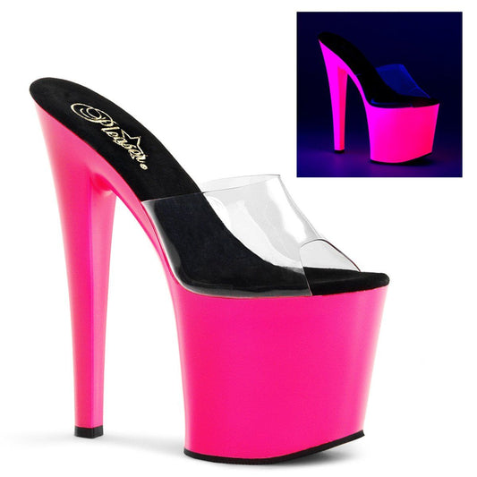 TABOO-701UV Clear/Neon Pink Slide Pleaser