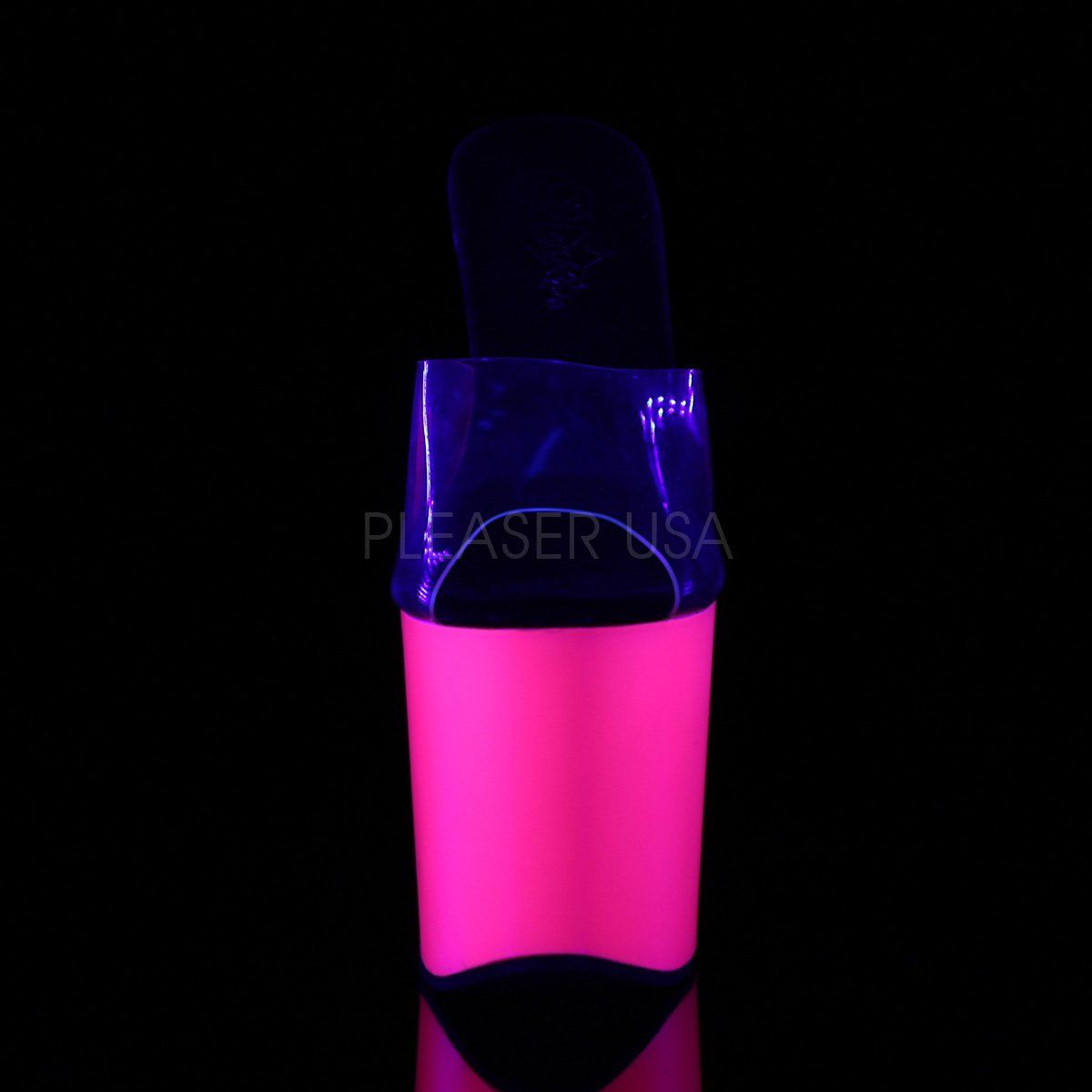 TABOO-701UV Clear/Neon Pink Slide Pleaser