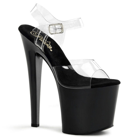 TABOO-708 Clear/Black Platform Sandal Pleaser