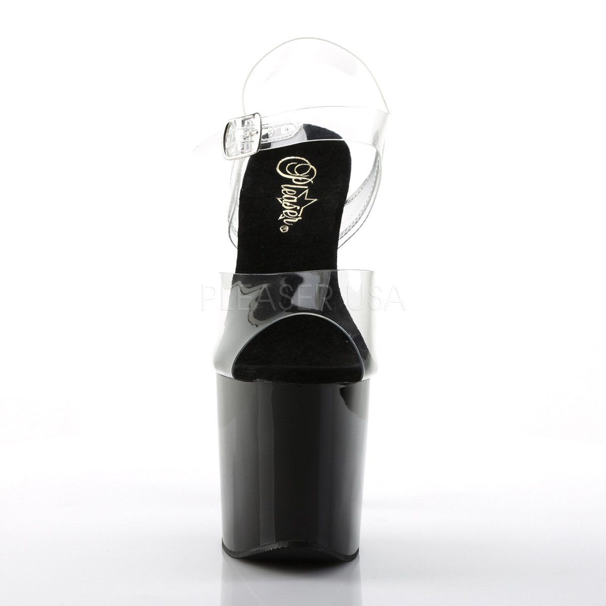 TABOO-708 Clear/Black Platform Sandal Pleaser