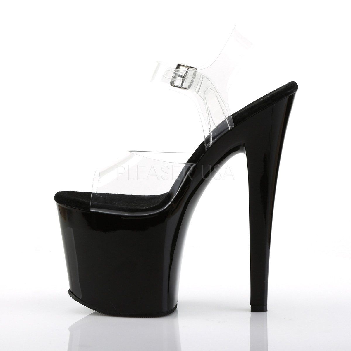 TABOO-708 Clear/Black Platform Sandal Pleaser