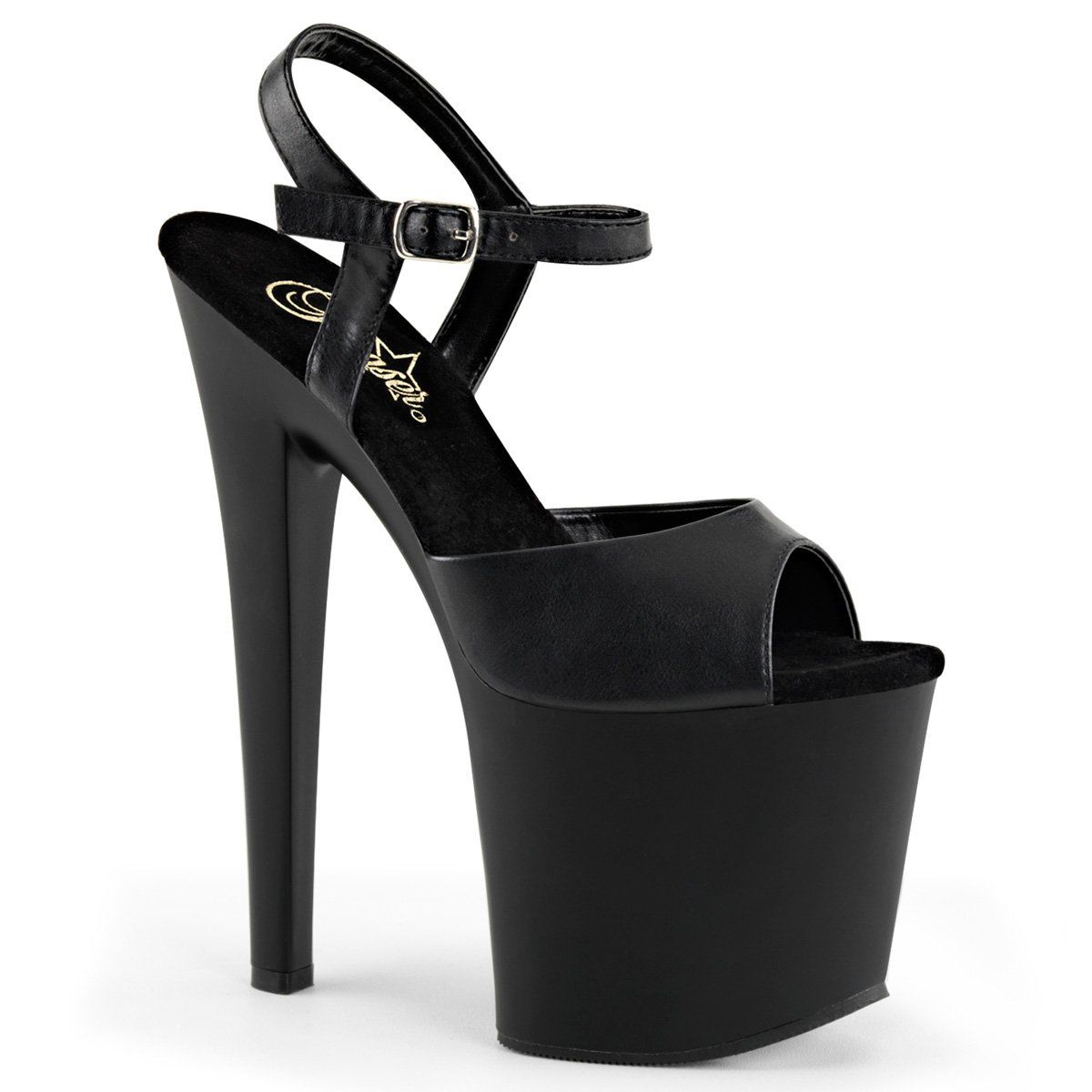 TABOO-709 Black Faux Leather Platform Sandal Pleaser