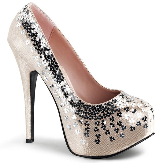 TEEZE-06SQ Blush Sequined Metallic Fabric Fabulicious