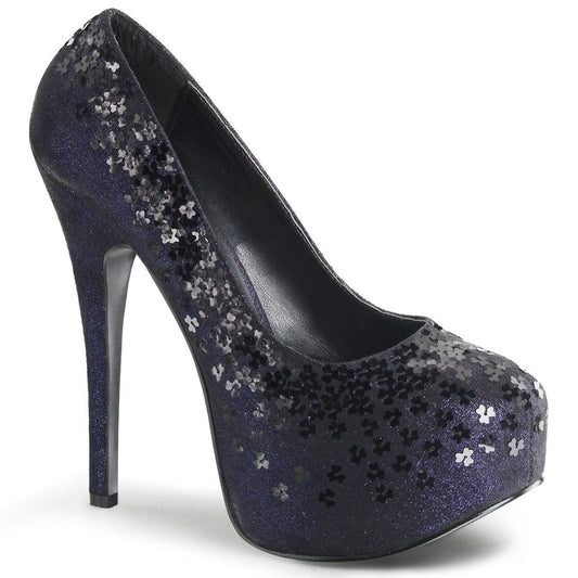 TEEZE-06SQ Navy Blue Sequined Metallic Fabric Fabulicious