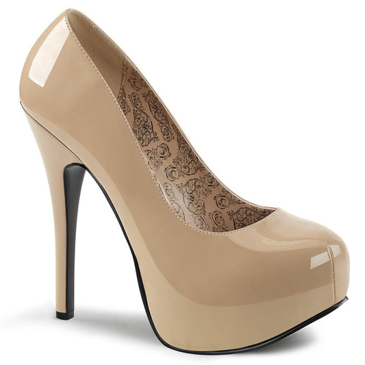 TEEZE-06W Cream Patent Pleaser Pink Label