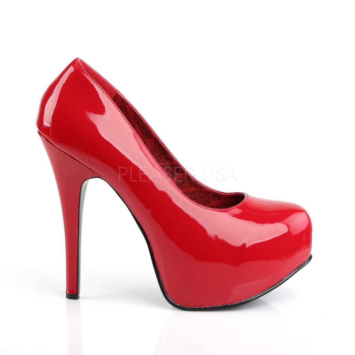 TEEZE-06W Red Patent Pleaser Pink Label