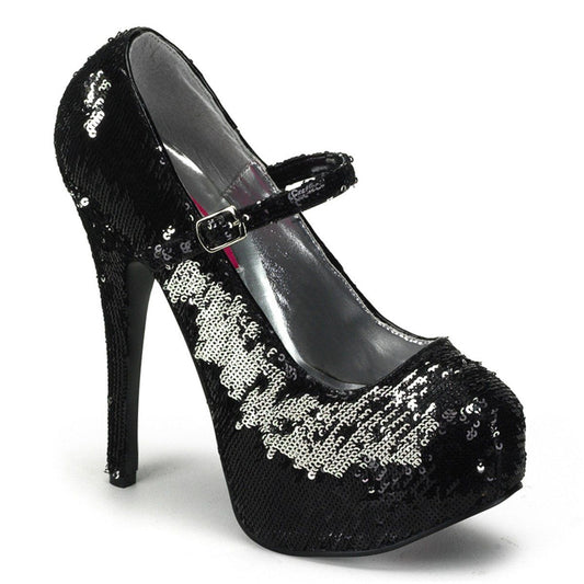 TEEZE-07SQ Black-Silver Sequins Bordello