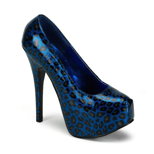 TEEZE-37 Blue Cheetah Patent Bordello