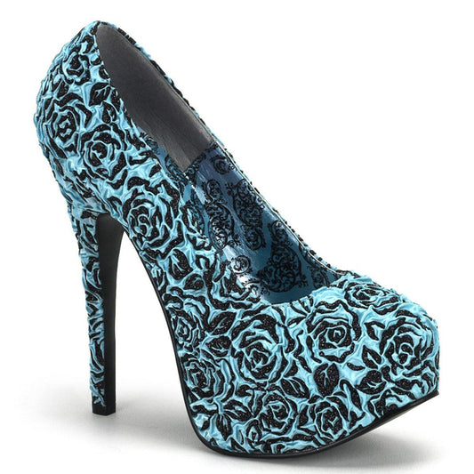 TEEZE-39 B.Blue Floral Satin Bordello