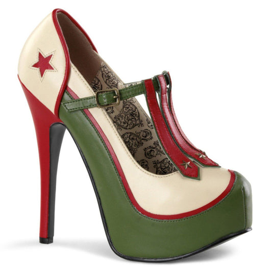 TEEZE-43 Cream-Olive Green Pu Bordello