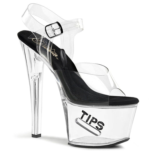 TIPJAR-708-5 Clear-Black/Clear Platform Sandal Pleaser