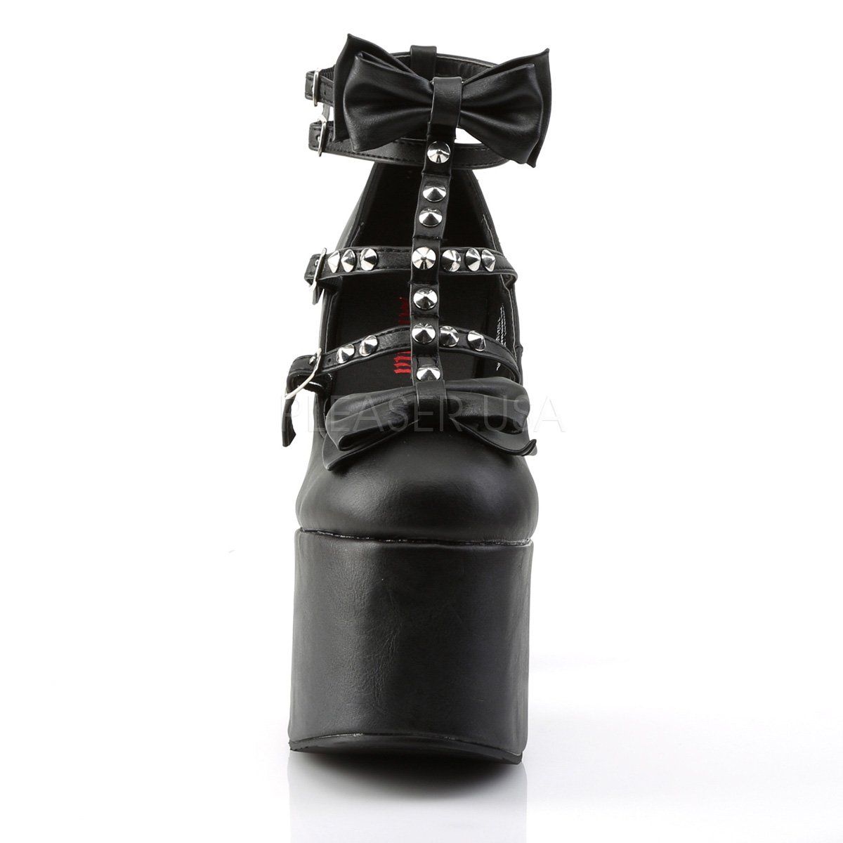 TORMENT-600 Black Vegan Leather Pump Demonia