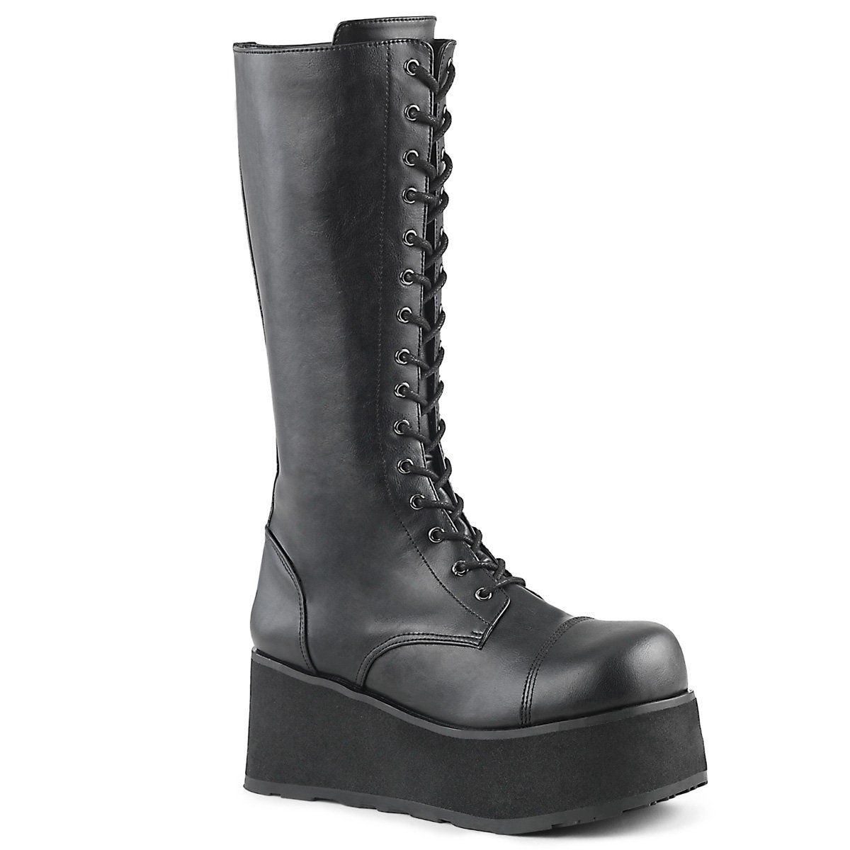 TRASHVILLE-502 Black Vegan Leather Knee Boot Demonia