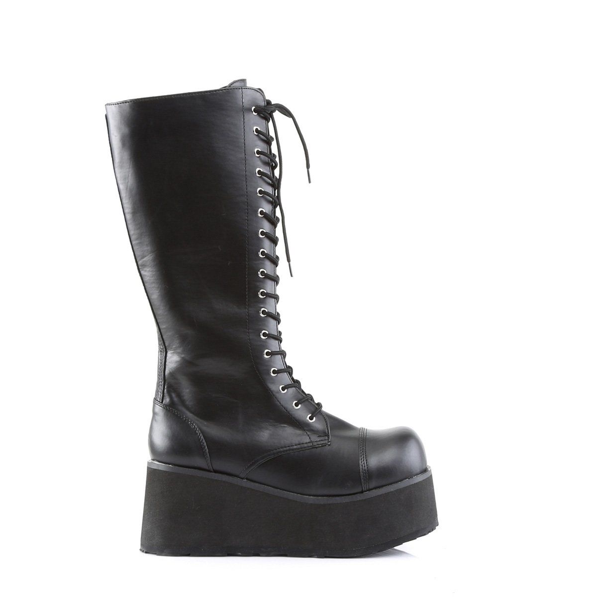 TRASHVILLE-502 Black Vegan Leather Knee Boot Demonia
