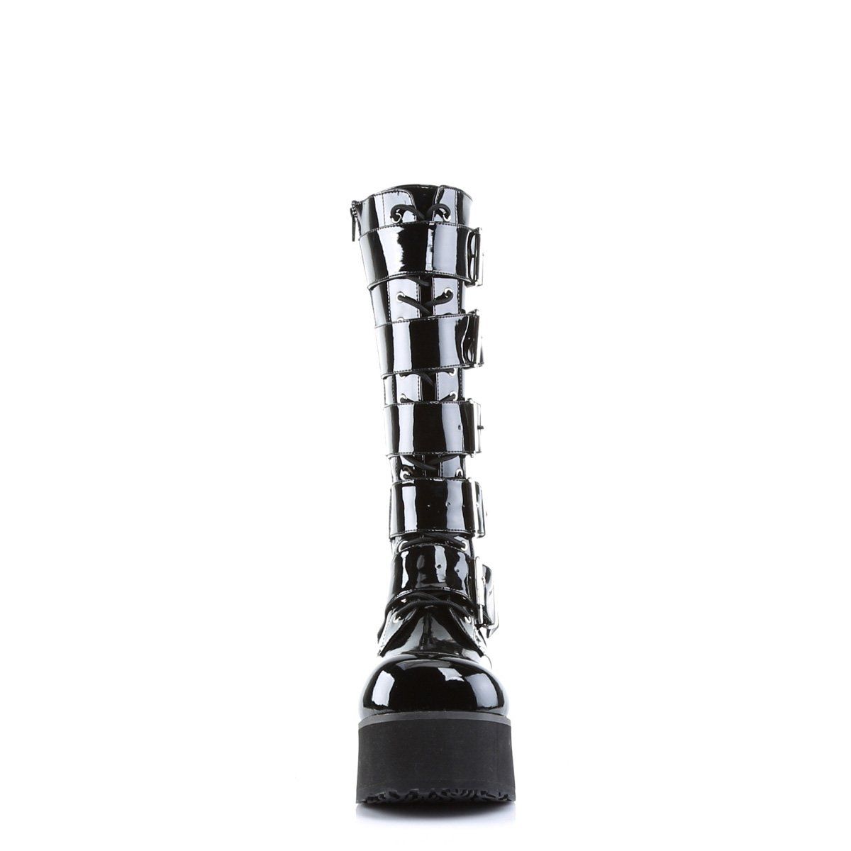 TRASHVILLE-518 Black Vegan Leather Knee Boot Demonia