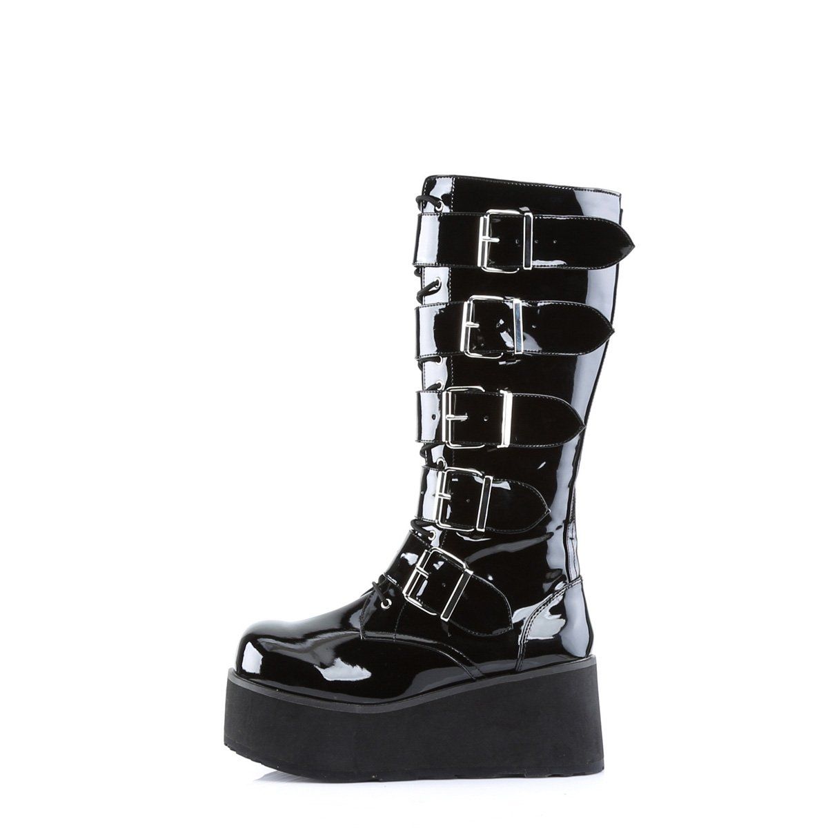 TRASHVILLE-518 Black Vegan Leather Knee Boot Demonia
