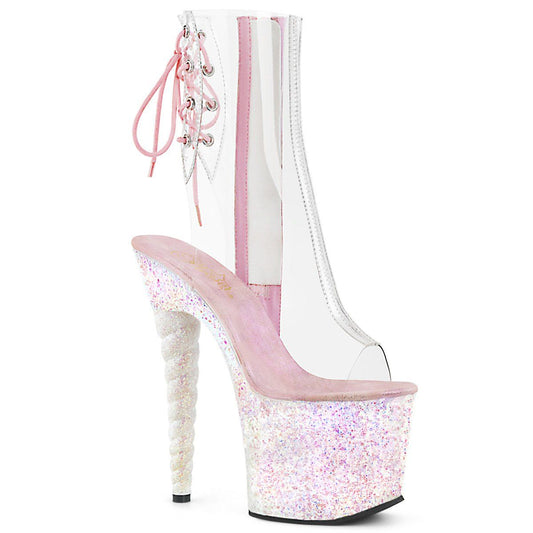 UNICORN-1018C Clear/Opal Multi Glitter Ankle Boot Pleaser