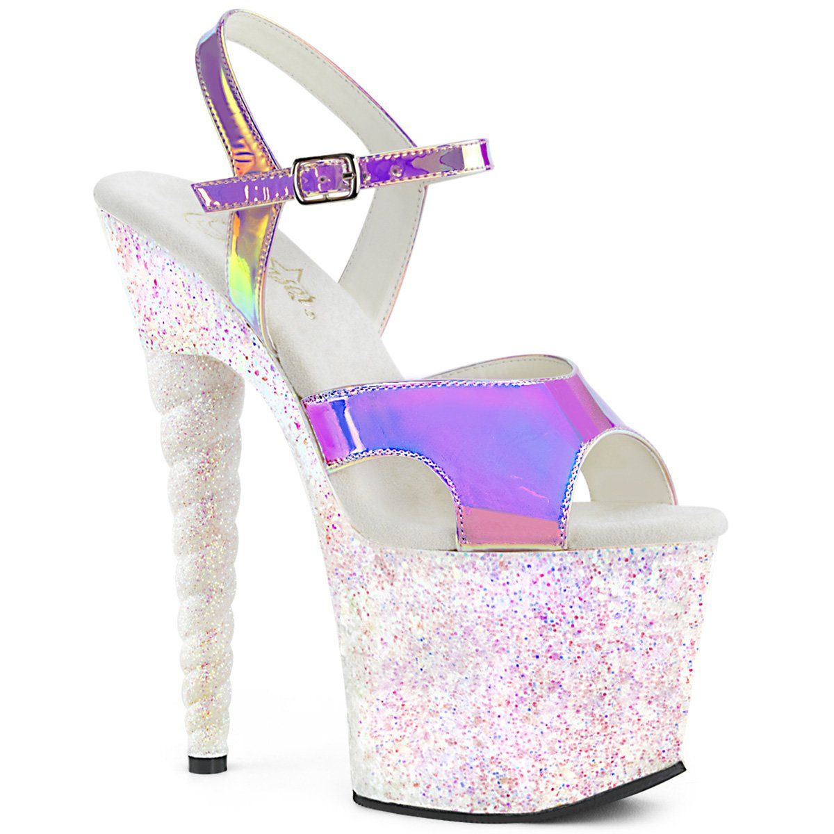 UNICORN-711LG Purple Shifting TPU/Opal Multi Glitter Platform Sandal Pleaser