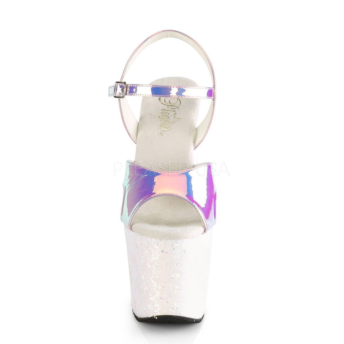 UNICORN-711LG Purple Shifting TPU/Opal Multi Glitter Platform Sandal Pleaser