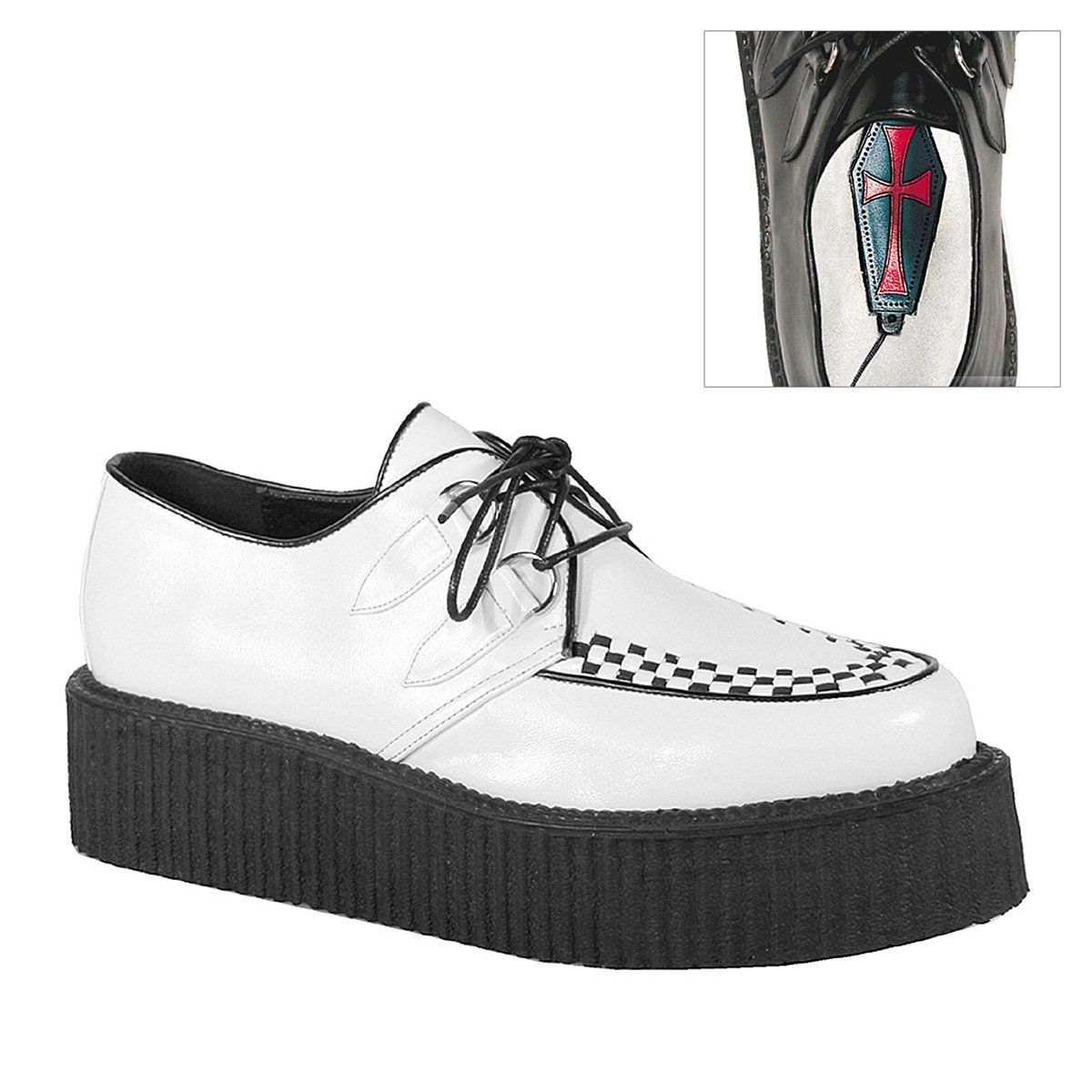 V-CREEPER-502 White Vegan Leather Creeper Demonia