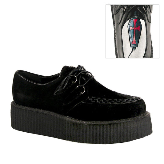 V-CREEPER-502S Black Vegan Suede Creeper Demonia