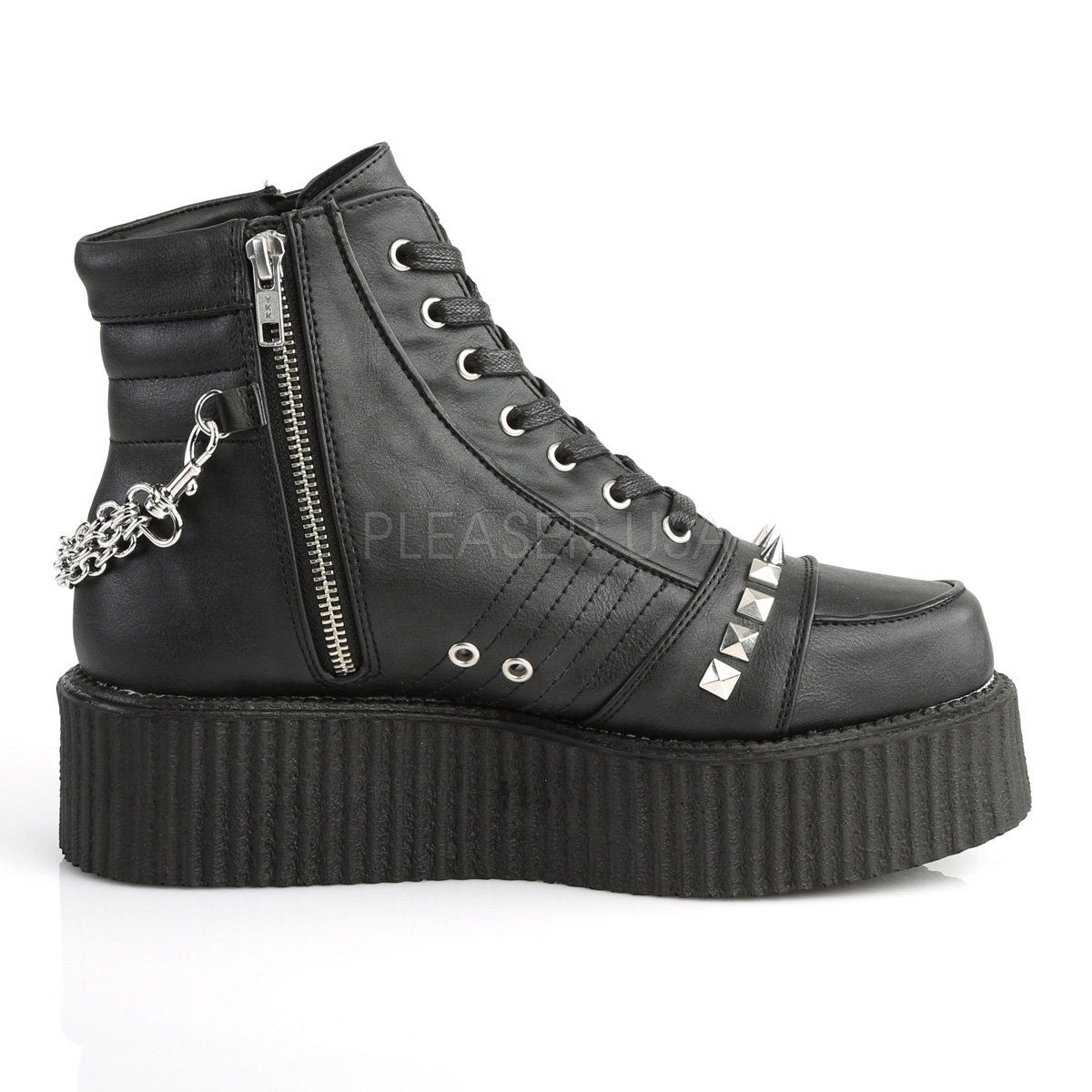 V-CREEPER-565 Black Vegan Leather Ankle Boot Demonia