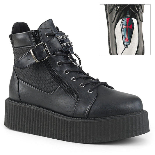 V-CREEPER-566 Black Vegan Leather Ankle Boot Demonia